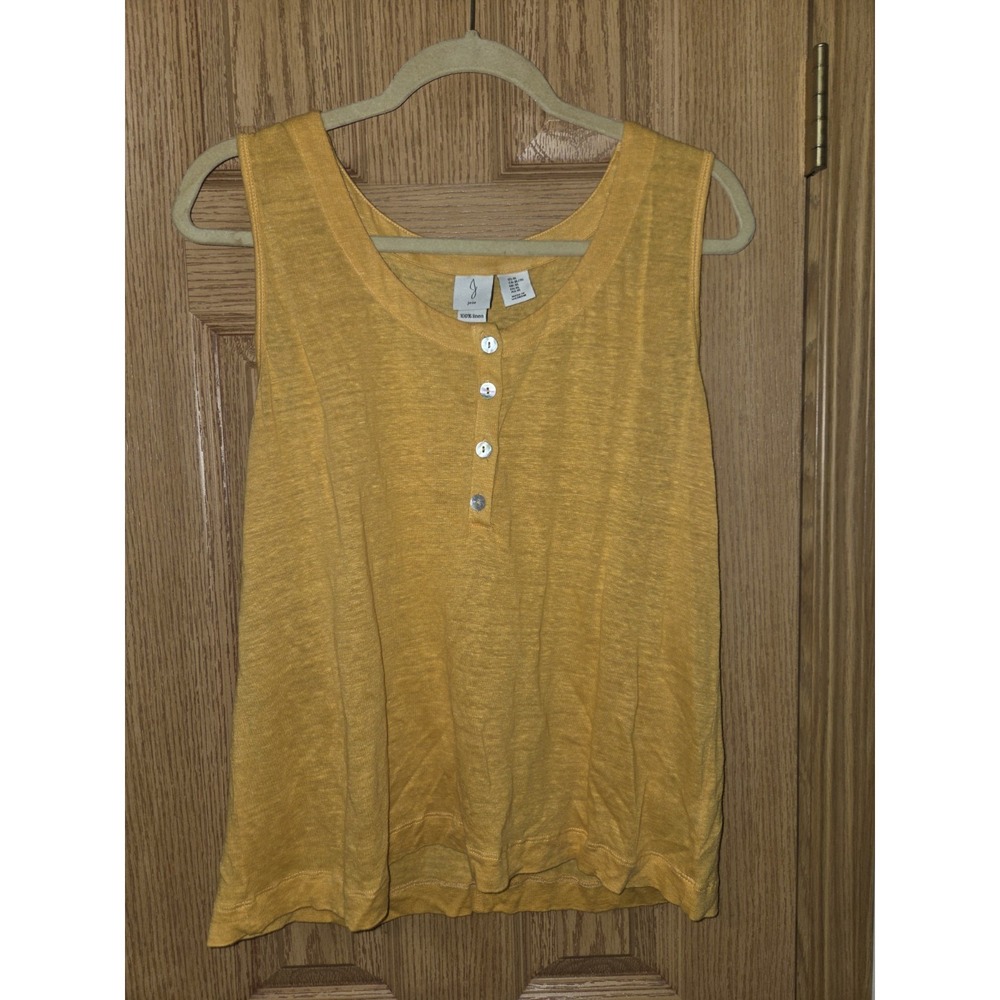 Joie Women's XL Yellow Sleeveless Tank Top 100% Linen Lightweight Buttoned
